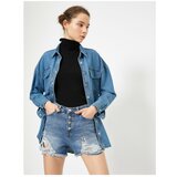 Koton Women's Blue Pocket Detailed Sort Cene