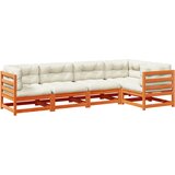  The Living Store Vrtna sedežna garnitura 5-delna z blazinami voščeno rjava - Vrtna Sedežna Garnitura, (21446675) | Shoptok.si