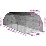  Kavez za kokoši 2,5x8x2,25 m pocinčani čelik | shoptok.hr