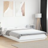  Okvir kreveta s LED svjetlima bijeli 135 x 190 cm drveni | shoptok.hr