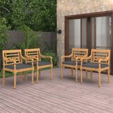 The Living Store Batavia stoli 4 kosi z blazinami trdna tikovina - Vrtni Stol, (21476324) | Shoptok.si