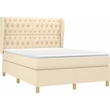  Krevet s oprugama i madracem krem 140x200 cm od tkanine | shoptok.hr