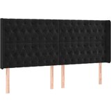  Uzglavlje s ušima crno 203x16x118/128 cm baršunasto | shoptok.hr