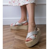  Silver platform espadrille sandals with straps Olisa | ePonuda.com