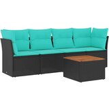 vidaXL Vrtna garnitura - 5-dijelni set vrtnih sofa od poliratana s jastucima crni - Crna 1 | shoptok.hr