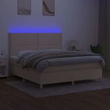  Krevet box spring s madracem LED krem 180x200 cm od tkanine | shoptok.hr