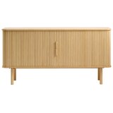 Unique Furniture Nizka komoda v hrastovem dekorju z drsnimi vrati v naravni barvi 76x160 cm Cavo – Cene