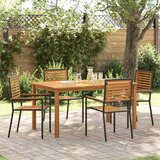  Vrtni set za objed 5 kom. Crna Čvrsto drvo akacije 150 x 90 x 74 cm | shoptok.hr