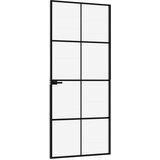 Sobna vrata crna 83 x 201,5 cm kaljeno staklo i aluminij tanka | shoptok.hr