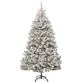 vidaXL Umestno božično drevo Zelena in Bela 210 cm PVC in kovina | Shoptok.si