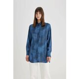 Defacto Relax Fit Shirt Collar Printed Long Sleeve Tunic Cene