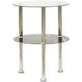 Furnova 2-nadstropna mizica prozorna in črna marmor 38cm kaljeno steklo, (21914464) | Shoptok.si