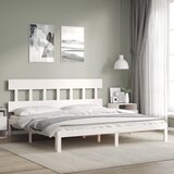  Okvir kreveta bez madraca bijeli 200x200 cm od masivne borovine | Eponuda.com