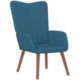  Stolica za opuštanje s osloncem za noge plava baršunasta | shoptok.hr