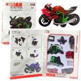  Motocikl za sastavljanje od metalnih vijaka 1:14 DIY zeleno-crveno | shoptok.hr