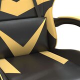  Vrtljiv gaming stol z oporo za noge črno in zlato umetno usnje, (20701223) | Shoptok.si