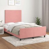  Posteljni okvir z vzglavjem roza 120x190 cm žamet | Shoptok.si
