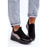 PE1 Women's Slip-On Wedge Sneakers Black And Silver Farro | shoptok.hr