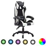 vidaXL Igraća stolica s RGB LED svjetlima bijelo-crna od umjetne kože Cijene