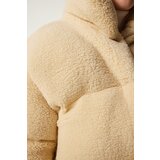  Women's Cream Stand-up Collar Fluffy Puffer Coat | Eponuda.ba