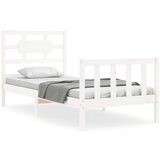 Maison Chic Posteljni okvir - Enojna postelja - Postelja za odrasle z vzglavjem bel trden les-J15763, (21768471) | Shoptok.si