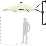  Zidni vrtni suncobran s LED svjetlima 300 cm boja pijeska | shoptok.hr