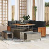 vidaXL 8-delni vrtni kavč set z blazinami siva poly ratan akacija | Shoptok.si