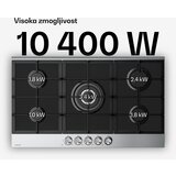 Klarstein Verosteel plinsko kuhalo, 5 plamena, električno paljenje, kompatibilno s prirodnim i LPG plinom, 10400W, 90cm | shoptok.hr