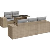 vidaXL Vrtna sedežna garnitura 6-delna z blazinami bež poli ratan, (21783170) | Shoptok.si