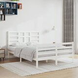 Maison Chic Posteljni okvir - Dvoposteljna postelja - Zakonska postelja bel iz trdnega lesa 140x200 cm-J10164, (21760810) | Shoptok.si