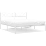 vidaXL Kovinski posteljni okvir z vzglavjem bel 135x190 cm | Shoptok.si