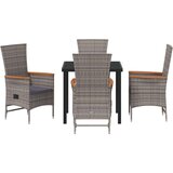 vidaXL set 5-delnega vrtnarskega jedilnega seta z oblazinjenjem siva poli ratan | Shoptok.si