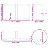  Noge kavne mize v obliki črke T 2 kosa 70x25x(42-43) cm jeklo, (21828610) | Shoptok.si