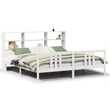 vidaXL Knjižna postelja brez vzmetnice bela 200x200 cm trdna borovina | Shoptok.si