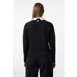 Trendyol Black Soft Textured Garnished Ribbon/Bow Detailed Stone Knitted Sweater | shoptok.hr