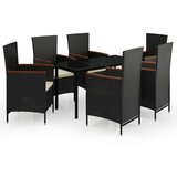 vidaXL 7-dijelni vrtni blagovaonski set s jastucima crni | shoptok.hr