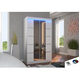 ADRK Klizni ormar GENUA 120 s ogledalom i LED rasvjetom, 120 cm - BIJELA | shoptok.hr