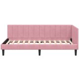 vidaXL Kutni okvir kreveta s uzglavljem Ružičasta 100 x 200 cm Baršun | shoptok.hr