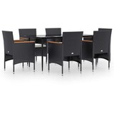  7-dijelni vrtni blagovaonski set s jastucima crni | shoptok.hr