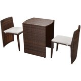 vidaXL 3-Dijelni bistro set od poliratana s jastucima smeđi | shoptok.hr