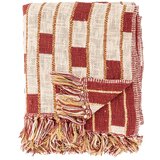 Bloomingville Rdeče-bež odeja iz mešanice bombaža 130x160 cm Cang – | Shoptok.si
