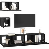  Set TV komoda 4 kom. Crni hrast Konstruirano drvo Crna 80 x 30 x 30 cm | Shoptok.si