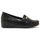 Shelvt Black women's wedge loafers with gold decoration | Eponuda.ba