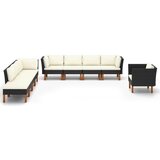Maison Chic Seti vrtnega pohištva - Vrtna garnitura - Vrtni pohištvo set 9-delna poli ratan in evkaliptus črna, (21798882) | Shoptok.si