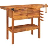  Radni stol s ladicama i škripcima 124x52x83 cm od drva bagrema | shoptok.hr