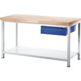 RAU delovna miza z ogrodjem, 1 predal velikosti l, 1 odlagalna polica iz jeklene pločevine, globina 700 mm, širina 1000 mm | Shoptok.si