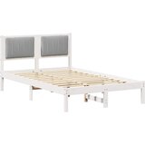  Krevetni okvir s tapiciranim uzglavljem Svijetlo siva Bijela 120 x 200 cm | shoptok.hr