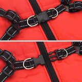 vidaXL Pasji plašč s pasom Nepremočljiv odsevni rdeč 3XL | Shoptok.si