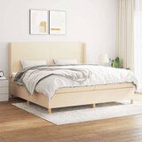  Box spring postelja z vzmetnico krem 200x200 cm blago, (20851608) Cene