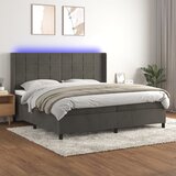 vidaXL Krevet box spring s madracem LED tamnosivi 200x200 cm baršun Cijene
